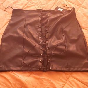 Plus size mini leather skirt